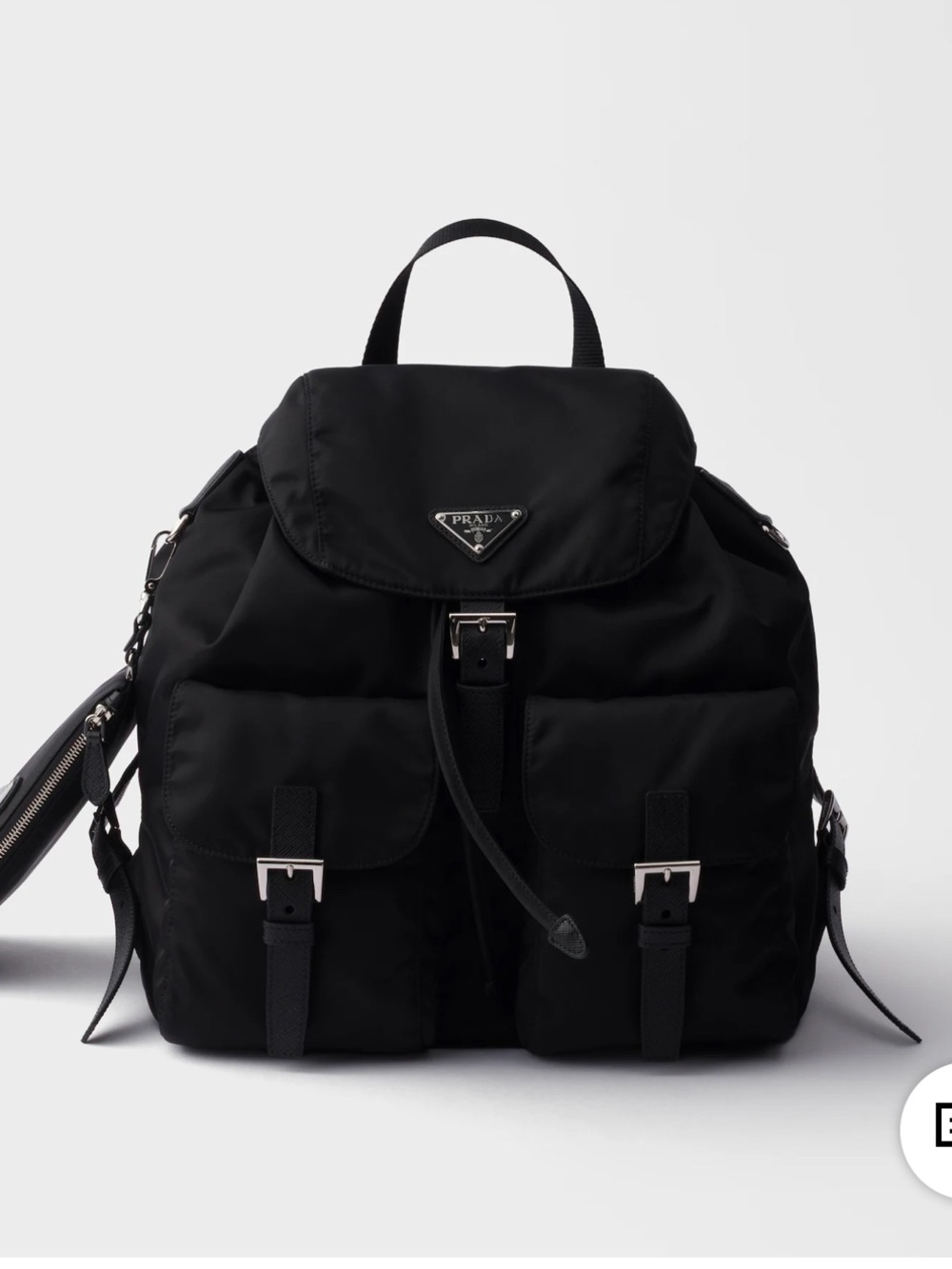 Authentic Prada Black Nylon Backpack with Buckle Pockets